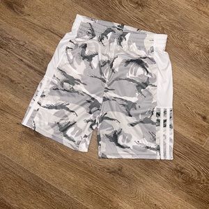Adidas white and gray boys athletic shorts size M 10-12 NWOT
